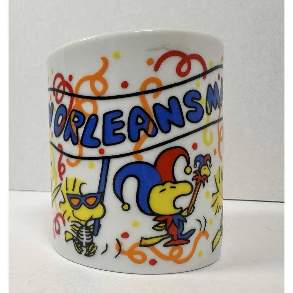 Snoopy Peanuts 1965 Vintage Mug New Orleans Mardi Gras Made in Japan RARE!